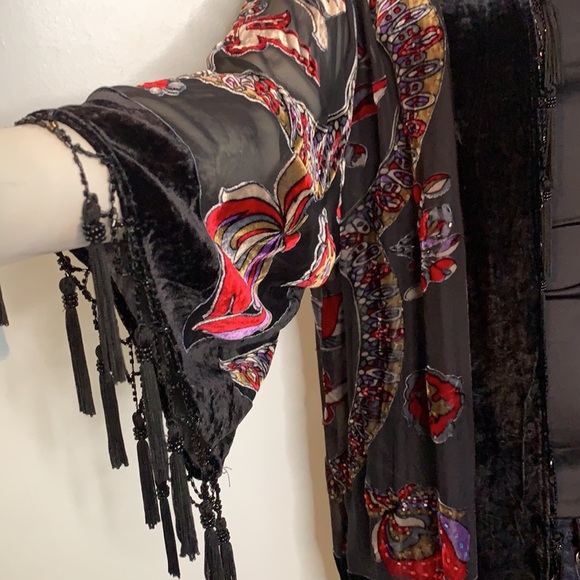 Beaded Boho silk blend, festival boho kimono - Picture 3 of 8